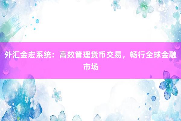 外汇金宏系统：高效管理货币交易，畅行全球金融市场