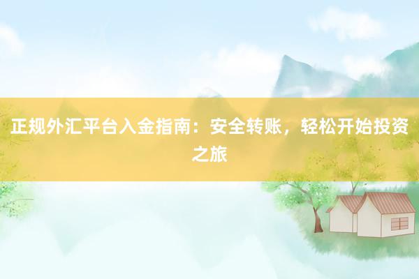 正规外汇平台入金指南：安全转账，轻松开始投资之旅