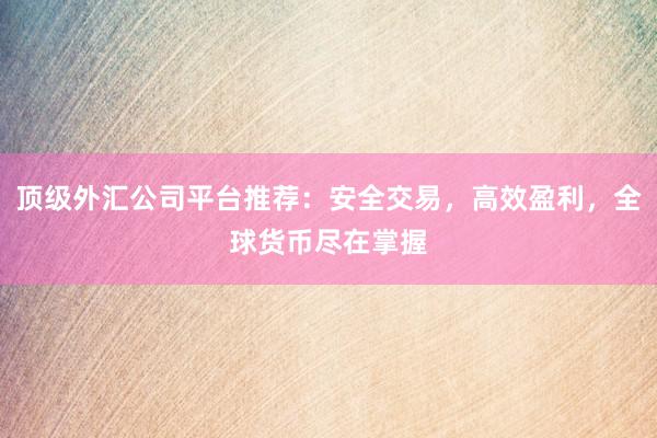 顶级外汇公司平台推荐：安全交易，高效盈利，全球货币尽在掌握