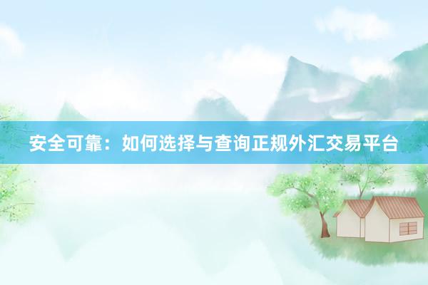 安全可靠：如何选择与查询正规外汇交易平台