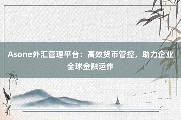 Asone外汇管理平台：高效货币管控，助力企业全球金融运作