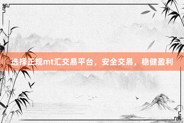 选择正规mt汇交易平台，安全交易，稳健盈利