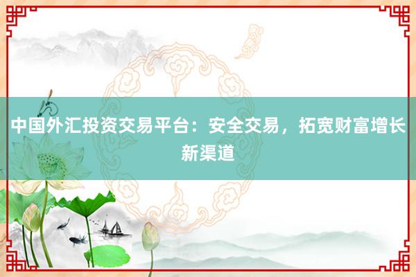 中国外汇投资交易平台：安全交易，拓宽财富增长新渠道